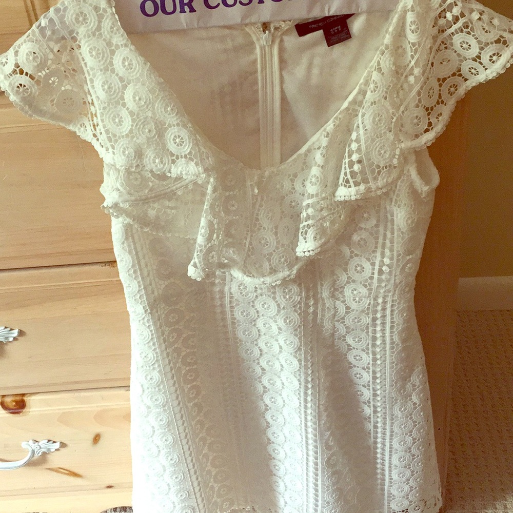 White Eyelet French Connection cocktail dress